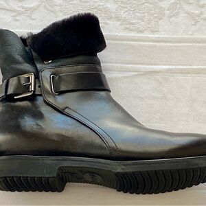 AGL NEW w/Box Ankle Boot Italy Leather Shearling Buckle 39.5 9